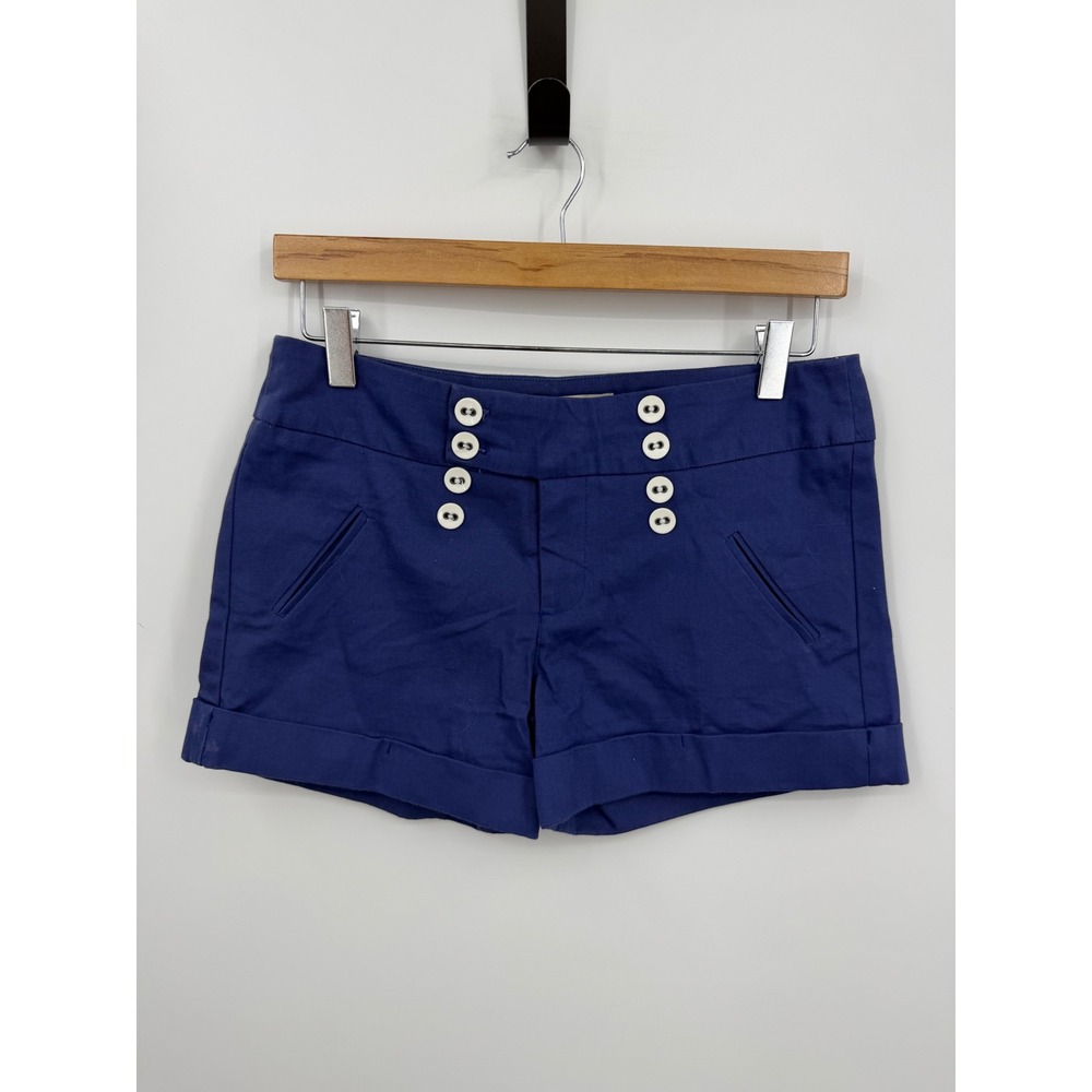Lucy Love Sailor Short Women Small Blue Double Button Nautical Cuffed TL9743